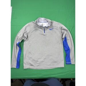 Nike Therma Fit Quarter Zip Pullover Gray Blue Mens Medium Athletic Running